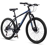 AVASTA Thrax 24 26 27.5 Inch Adult Men Male Teenager MTB Mountain Bike | High Tensile Steel Frame, Dual Disc Brakes, Front Suspension, Smooth 21-Speed Gear Shifters, Half Hidden Brake Cables