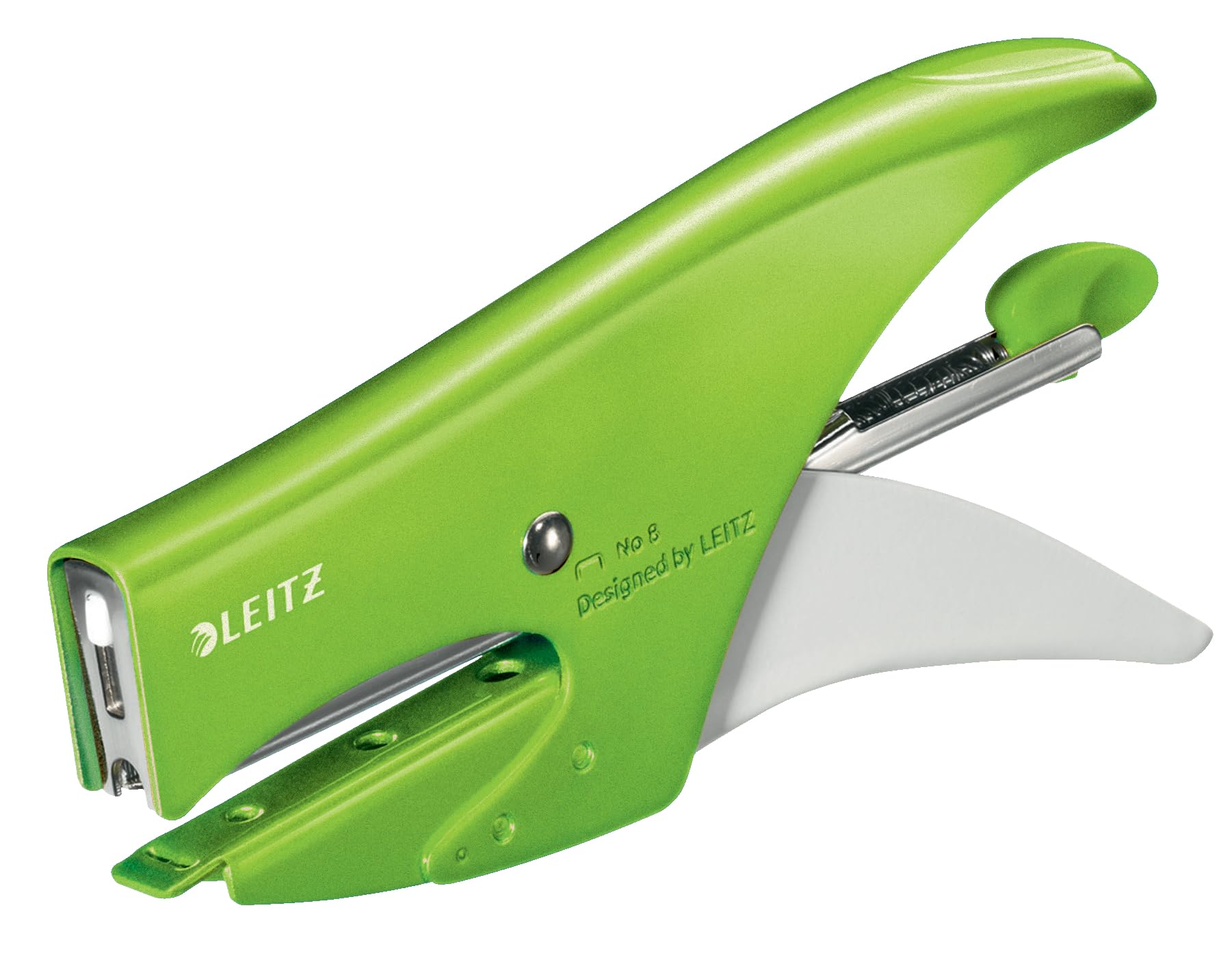 Leitz 55472054 Stapling Pliers, 15 Sheet Capacity, Ergonomic Metal Body, Includes Staples, WOW Range, Green