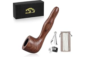 Joyoldelf Redwood Tobacco Pipe Set - Handmade Billiard Smoking Pipe Straight Stem with Gift Box and Accessories, Wooden Tobacco Pipe Suit for Beginner