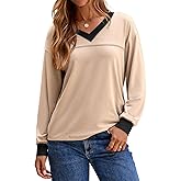 Dokotoo Long Sleeve Shirts for Women Tops V Neck Casual Top Comfortable Shirt Soft Women Blouses Basic Tees