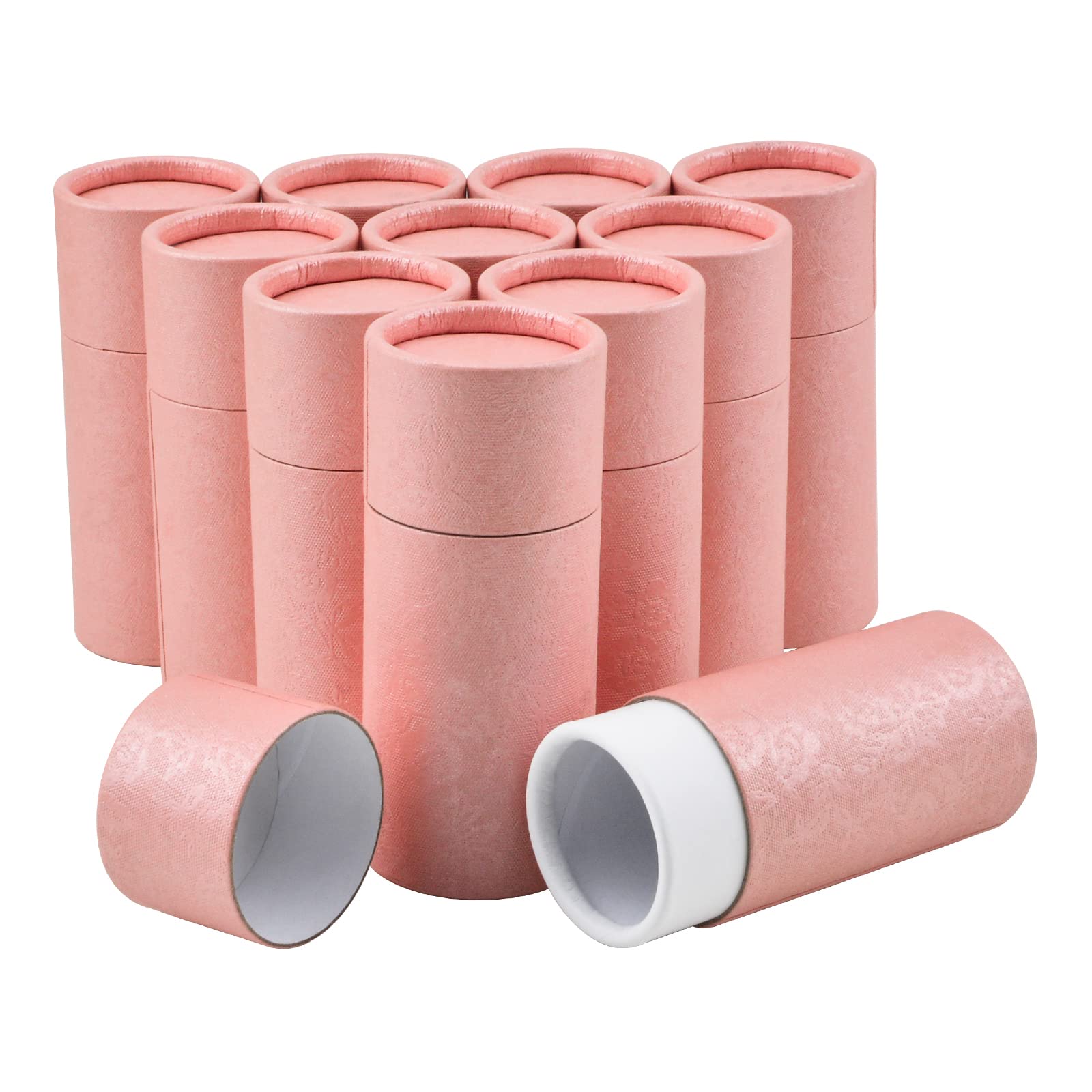 WANDIC Small Kraft Paperboard Tubes, 12 pieces Pink Round Kraft Paper Containers Paper Craft Tubes with Lids for Pencils little Ornaments Gift Packaging, Non-Push(10ml)