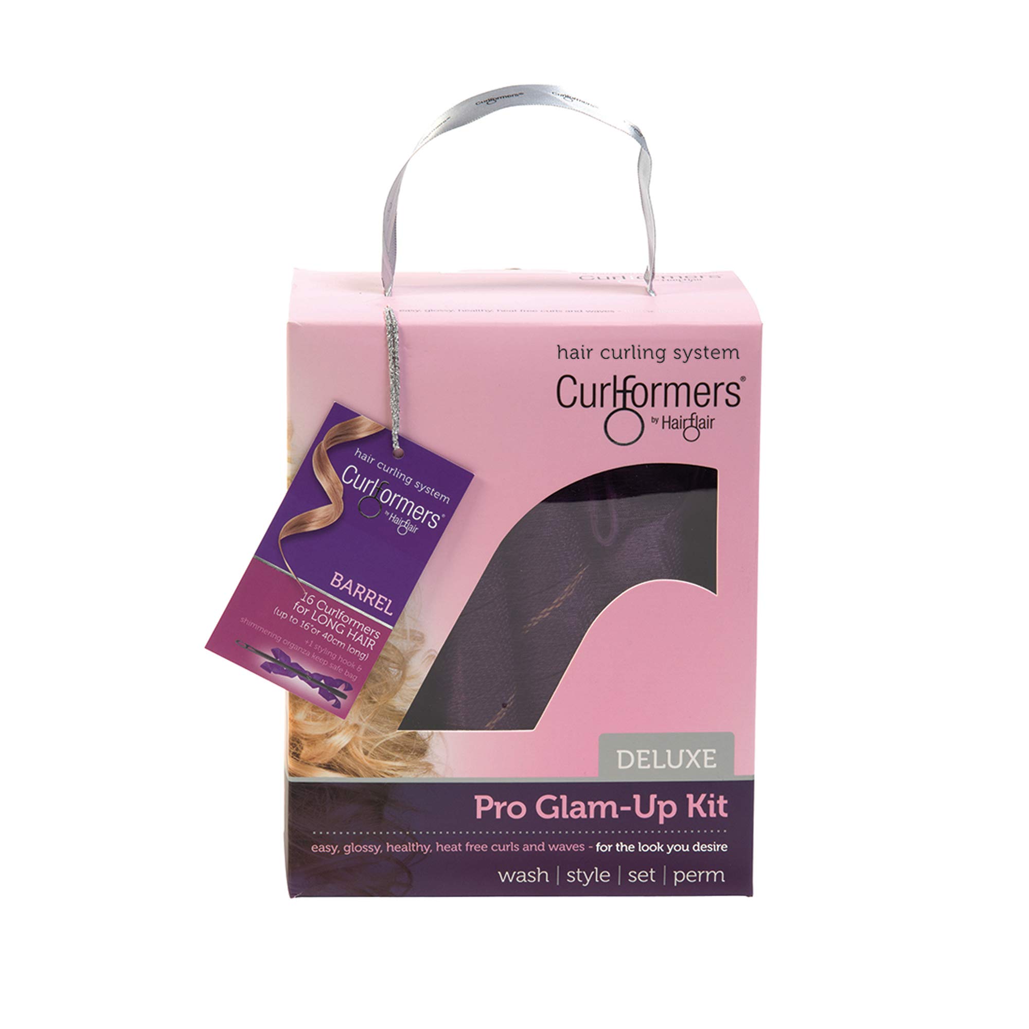 Curlformers Hair Curlers Deluxe Range Barrel Curls Glam Up Kit, 16 Hair Curlers and 1 Styling Hook for medium length/long hair up to 16" (40cm) long
