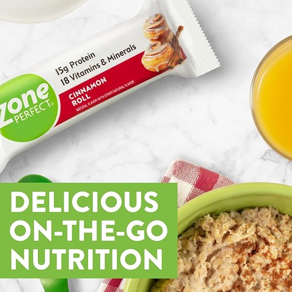 ZONE PERFECT PROTEIN BARS, CINNAMON ROLL, HIGH PROTEIN WITH VITAMINS & MINERALS, 12 COUNT