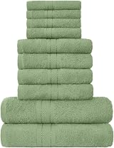 GC Gaveno Cavailia Towels Bale Set 10pc 100% Egyptian Cotton Sage Green