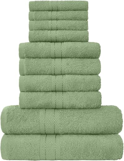 GC Gaveno Cavailia Towels Bale Set 10pc 100% Egyptian Cotton Sage Green