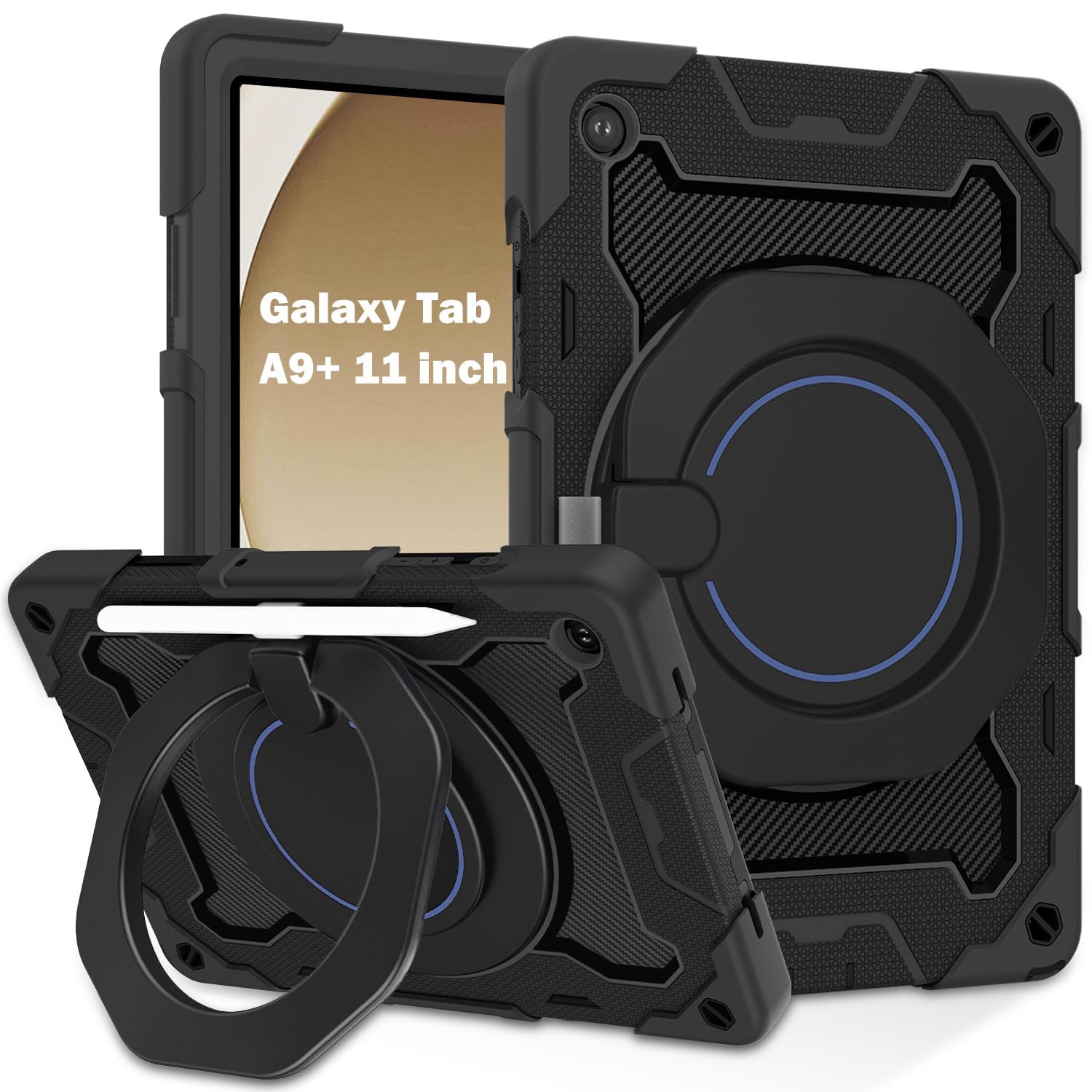 Photo 1 of ROISKIN Case for Galaxy Tab A9 Plus 5G/ A9+ 11 Inch with HD Screen Protector & Shoulder Strap,Heavy Duty Military Case for Samsung Galaxy A9 Plus SM-X210/X216/X218 - Rotating Stand for Kids