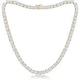 GEMSME 6mm Tennis Necklaces for Women/Men - 18K White/Yellow Gold Plated Round Cubic Zirconia Classic Diamond Tennis Chain, Ladies Tennis Necklace Size 16/18/20/22/24 inch