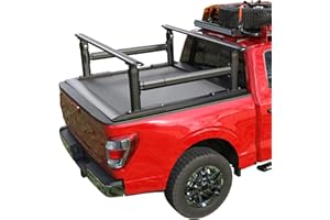 TRUMGETA Ladder Rack for Truck with T-Slot Tonneau Covers, 800 LBS Capacity Truck Bed Rack with Side Bars, 19"-25" Height-Adjustable Aluminum Truck Ladder Racks, Fit for Ford F150/Ram 1500/Silverado/Sierra