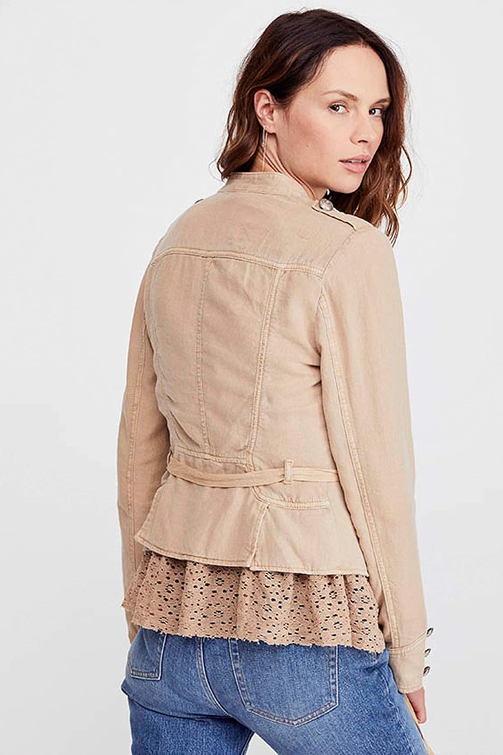 Women Sand Free People Military Jacket 