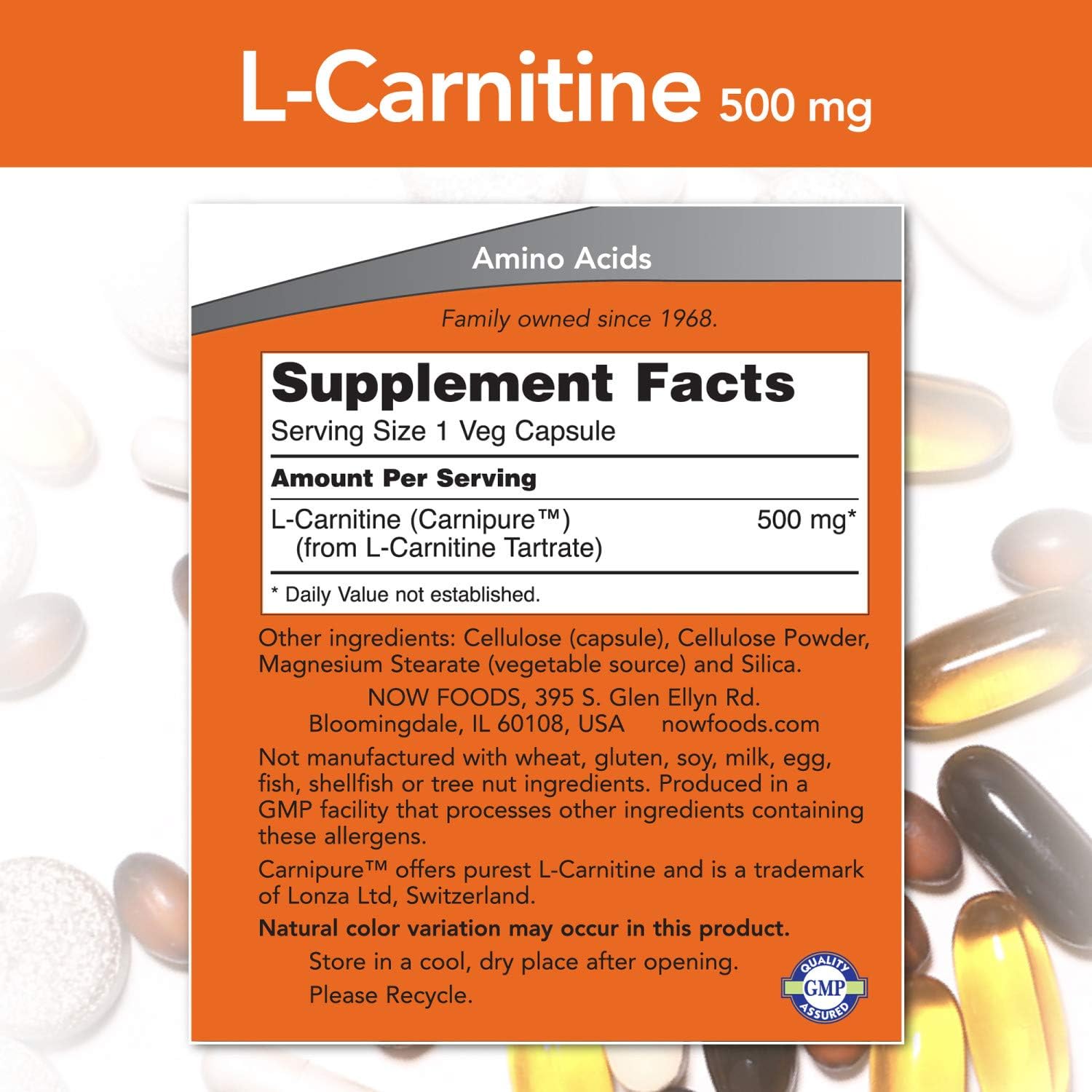 NOW Supplements, L-Carnitine 500mg, Purest Form, Amino Acid, Fitness Support*, 60 Veg Capsules: Health & Personal Care