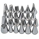 AKORD HO-51 Icing Piping Nozzles Pastry Tips Cake Sugarcraft Decorating Tool Box Set, Silver, Pack of 24-17 x 11.2 x 17 cm