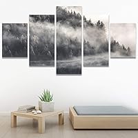 SIGNWIN 5 Panel Canvas Wall Art Modern Art Dramatic Forest Multicolor Photography Romantics Scenic for Home Decorations Ready to Hang - 60