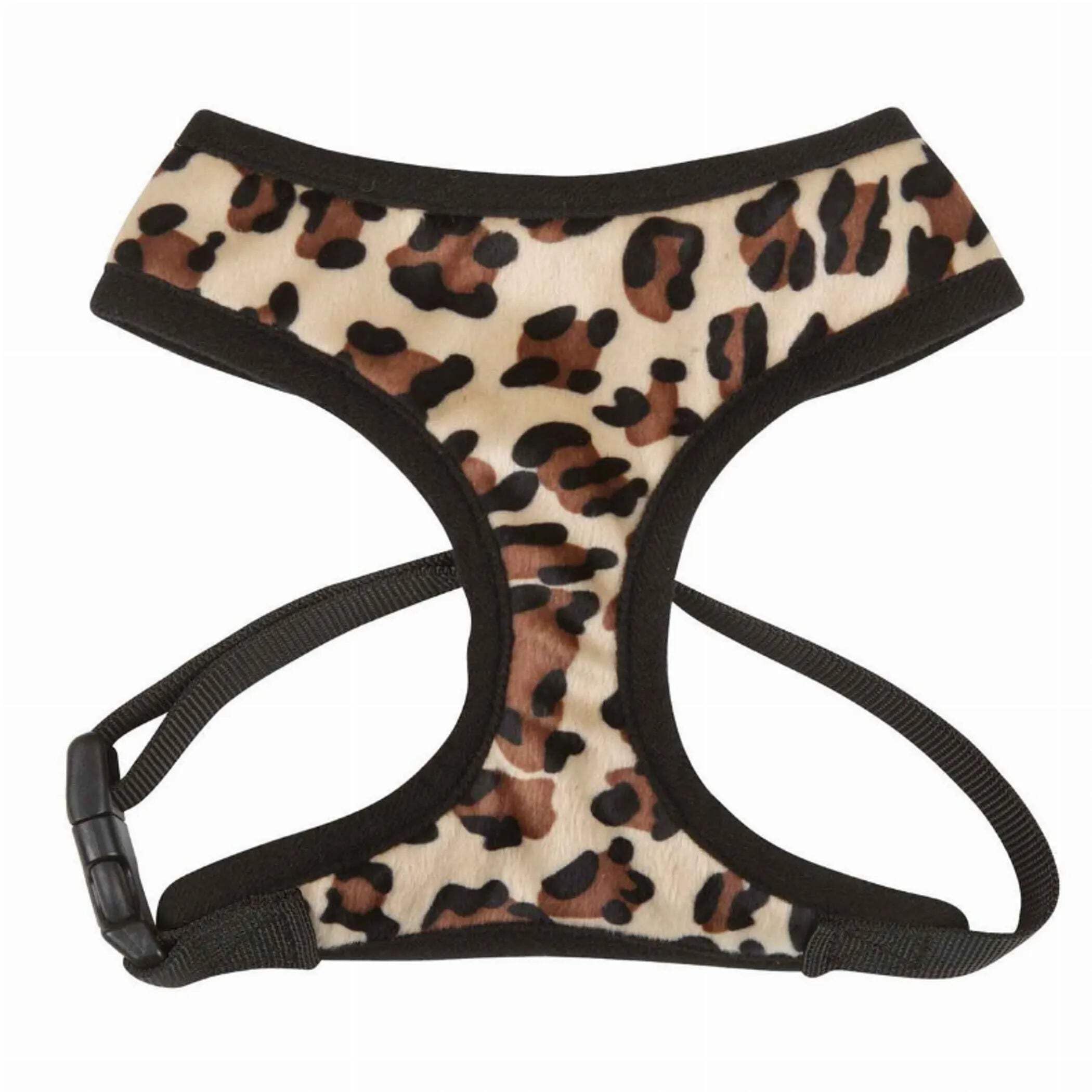 East Side Collection Polyester Plush Leopard-Print Dog Harness, Medium