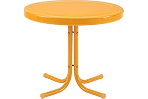 Crosley Furniture Griffith Weather Resistant Retro Metal Outdoor Side Table for Patio, Deck, Porch, Tangerine