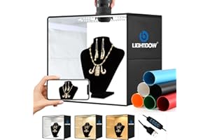 Lightdow 16"x16"x12" Photo Studio Light Box Photography with 120 LEDs (CRI>95), 6 Backdrops - Portable/Dimmable/Versatile Fol