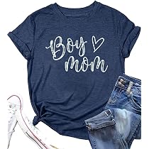 MUPAOLO Boy Mom T-Shirt – Cute Mama Graphic Tee For Women, Casual Short Sleeve Top (Deep Blue) - View #13