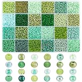 PH PandaHall 7782pcs 3mm Green Seed Beads for St Patrick's Day, Glass Beads 8/0 Friendship Waist Bead 24 Style Small Pony Bead Mini Spacers for Bracelet Jewelry Making Beading Weaving