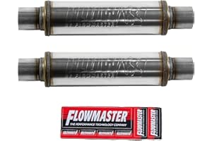 MAPERFORMANCE Flowmaster 71416 FlowFX Muffler Set (2 Pack) – Center In/Out 2.5 Inch Muffler – 409S Stainless Steel for Enhanced Tone – Moderate Sound Mufflers for Trucks, Compact Builds & More