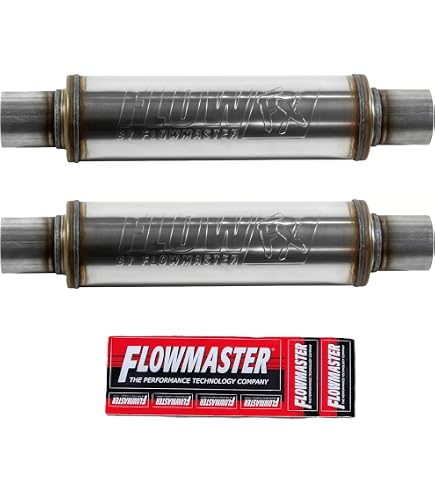 Flowmaster 71416 Schalldämpfer Flow FX – 6,3 Cm Ein-/Ausgang, Rund, 35,6 Cm, Edelstahl, Gebürstet