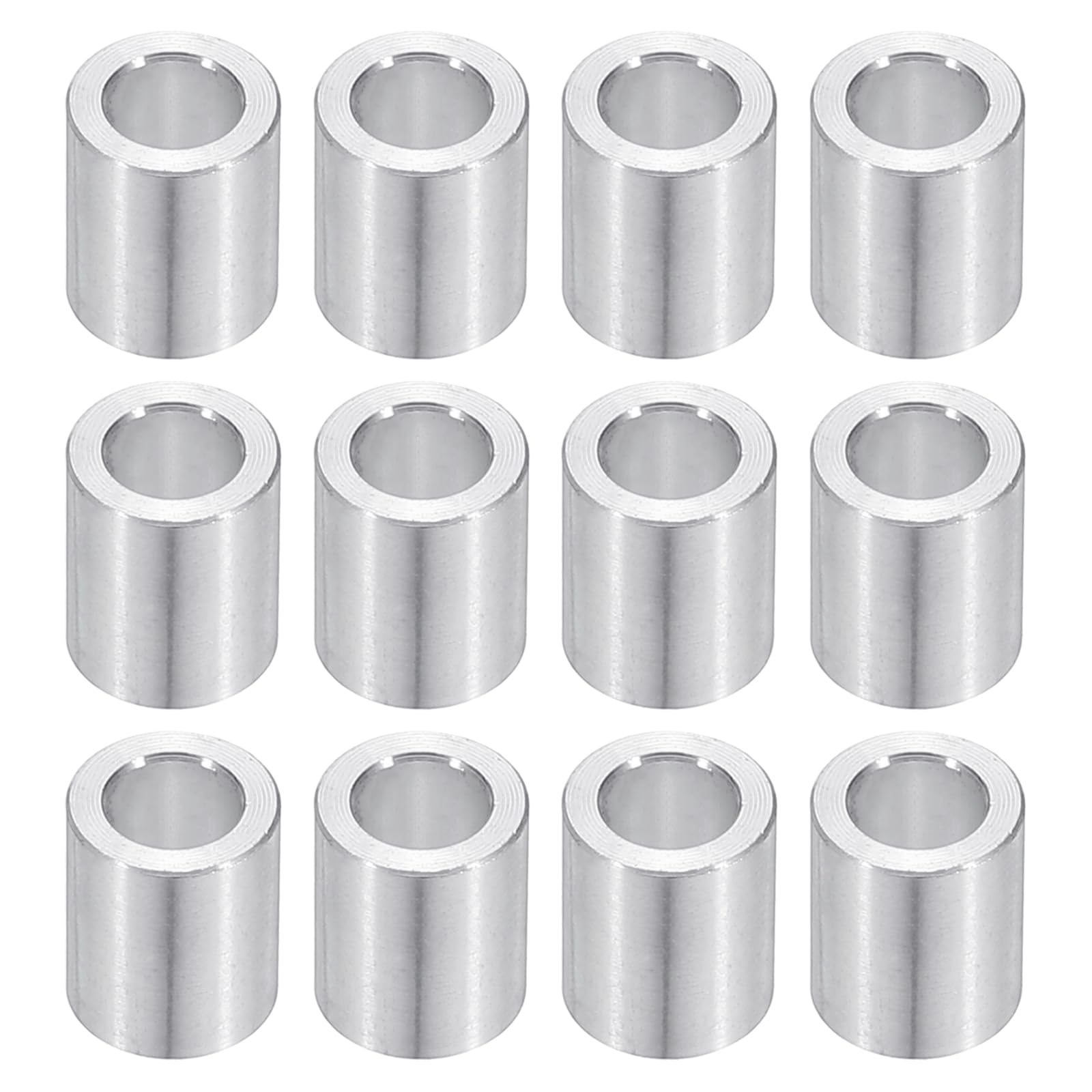 PATIKIL M6 Aluminum Spacers, 12pcs 1/4" x 3/8" Round Metal Spacers for 1/4 or M6 Screw Bolts, Unthreaded Standoff Bushing 1/2"L, 6.2x10x12mm