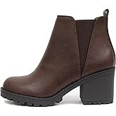 Soda Womens Casual Almond Toe Lug Sole Chunky Heel Ankle Booties