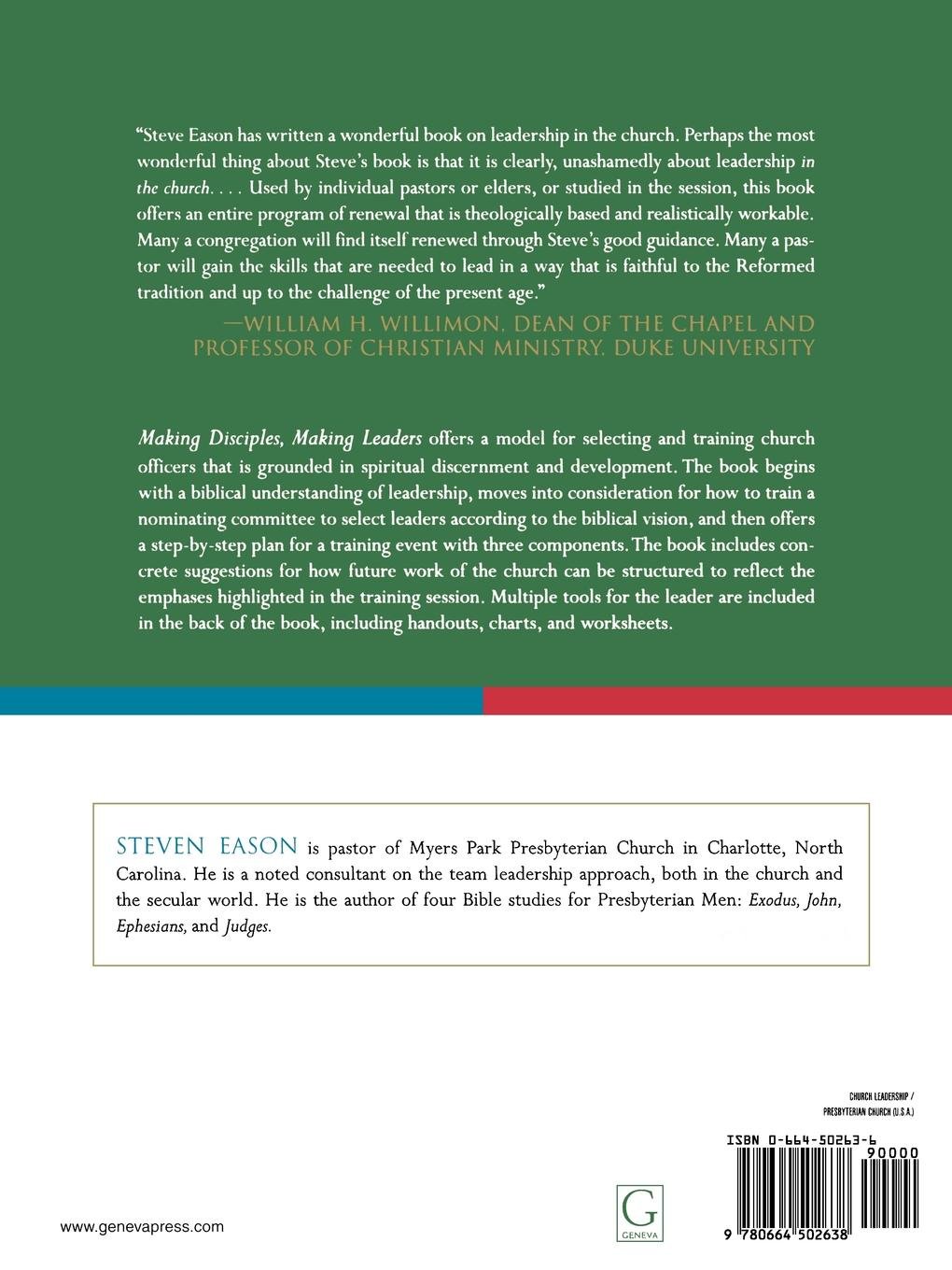 Amazon.com: Making Disciples, Making Leaders: A Manual for Developing Church  Officers (9780664502638): Steven P. Eason: Books