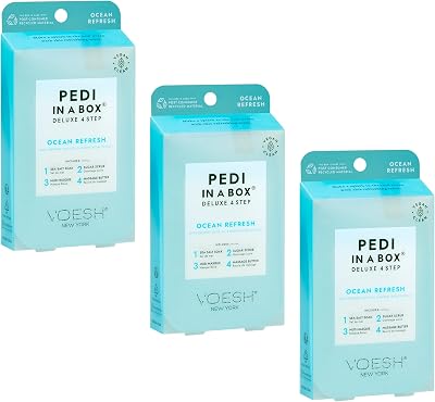 VOESH Pedi in a Box 4 Step Ocean Refresh 3 Pack At-Home Spa Pedicure
