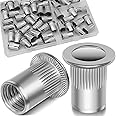 Vifmy 5/16''-18 UNC Rivet Nut, 50Pcs 304 Stainless Steel Flat Head Rivnut Threaded Insert Nutsert