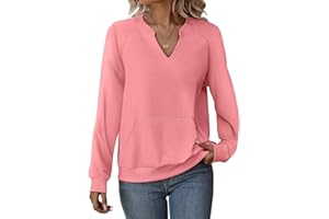 EADINVE Womens V Neck Sweatshirts with Pockets Fleece Pullover Casual Loose Fit Long Sleeve Tops Fall Clothes 2025