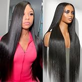 NVL Human Hair Wigs Glueless Wig For Black Women Straight Wig 20 Inch | HD Lace Front Wigs Human Hair Pre Plucked Hairline 13