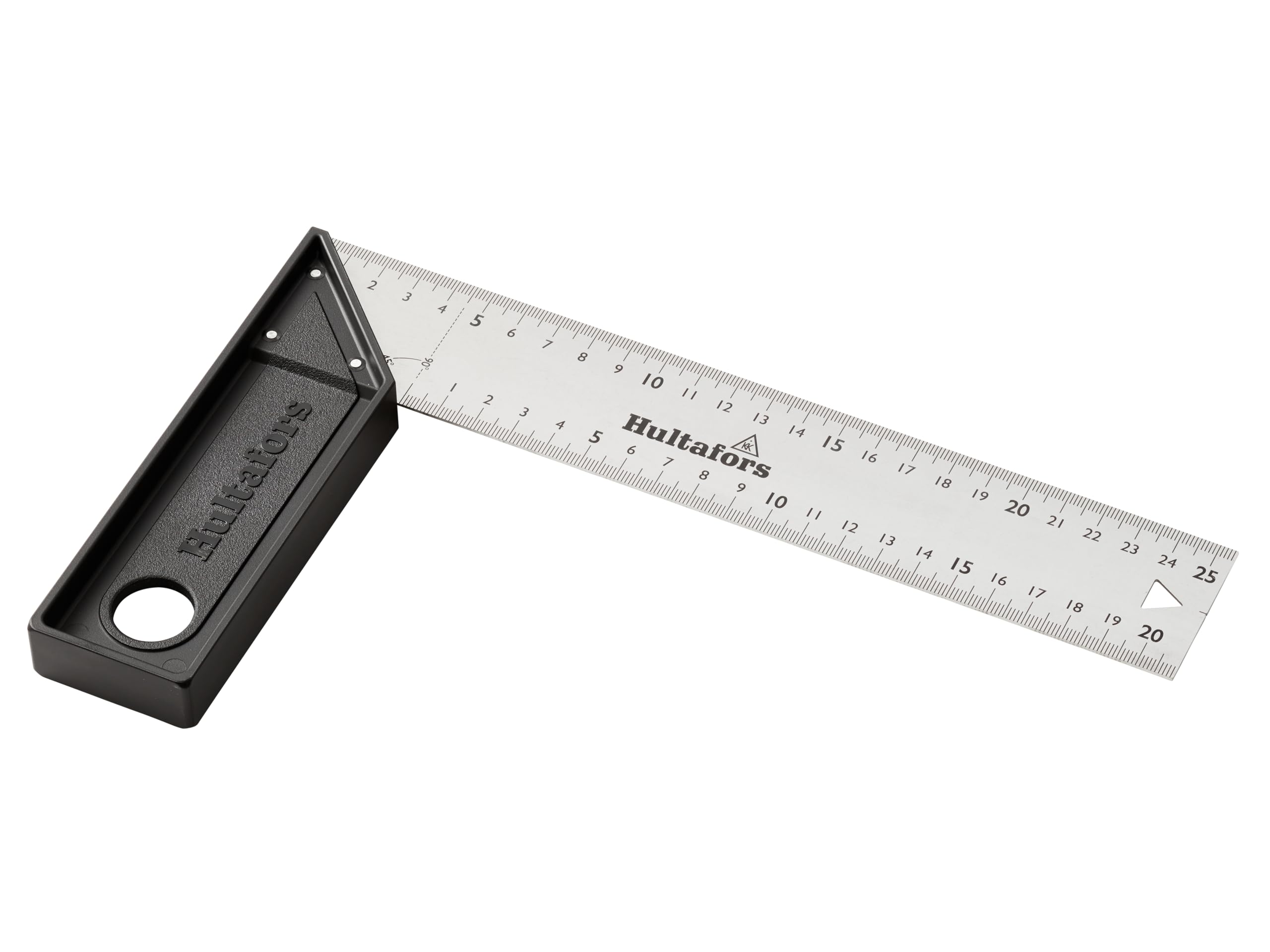Aluminium angle gauge 255 mm x 45 mm from Hultafors I Tolerance of ±0.03° I 45°/90°/135° I With marking function & centre line I Length & angle measuring function I Made in the EU I 260403