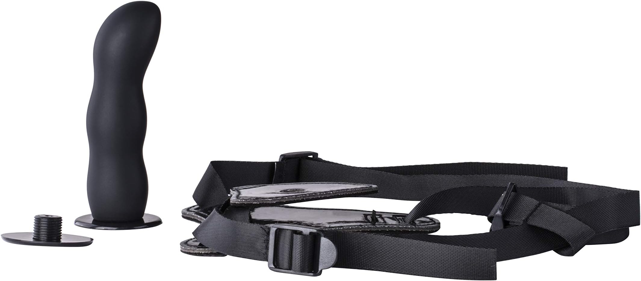 Black Strap On Toy Waist Adjustable Double Role Play with Leather Pants for Couples