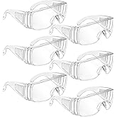 Frienda 6 Pairs Clear Safety Glasses Over Eyeglasses Goggles Clear Glasses Anti- Fog/Scratch Eye Protection Polycarbonate Protective Eyewear Safety Goggles For Shooting, Lab, Outdoor, Workplaces