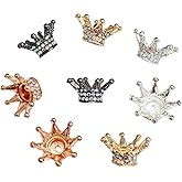 8PCS Rhinestone Crown Focal Beads for Pens, Bling Glitter Crown Focal Beads for Keychain Making, Creative Crystal Loose Bead Bulk for Beaded Pens Handicrafts Jewelry Necklace Bracelet Lanyard Making