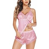 Avidlove Satin Pajamas Set Womens Lace Sleepwear Sexy Lingerie Cami Shorts Set S-XXL