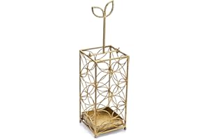 SMQLJXC Metal Umbrella Rack Stand,Umbrella holder for entryway,umbrella holder indoor,Home Office Decor(Antique Gold)