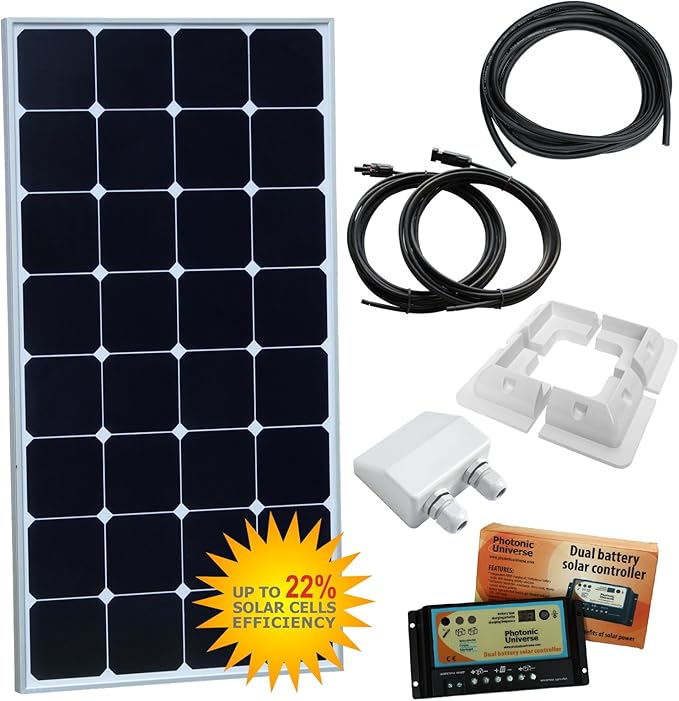 Complete 100W 12V Dual Battery Solar Panel Kit for Amazon.co.uk