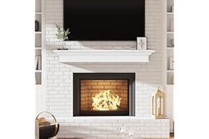 Eshoma Fireplace Mantel - 60 Inch Floating Shelf for Over Fireplace - Wood Mantel with Invisible Heavy Duty Wood Bracket, Modern Wall Mounted Mantle Shelf, White, 60 X 9 X 8