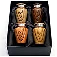 Wooden Print Metallic Urn for Ashes Adult Male & Female - Cremation Mini Urns for Human Ashes - Small Urns Set - Honor Your Loved One with Funeral Keepsake Urns (Wooden, Set of 4)
