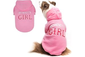 BINGPET Dog Hoodie,Mommy's Girl Lettered Dog Sweatshirt Puppy Sweater Hooded with Leash Hole,Warm Soft Fleece Winter Coat Pet Clothes for Small Medium Dogs Cats Puppies Girl,Pink,M