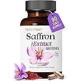 HyberVive Saffron Supplements 88.5MG | 90 Vegan Capsules, Happy Saffron Extract for Mood Energy Eye Focus Support for Women & Men, 100% Pure Ingredients, Made in USA, Non-GMO & Gluten-Free