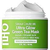 Seoul Ceuticals Korean Skin Care Face Mask for Sensitive Skin - Korean Skincare Green Tea Wash Off Masks - K Beauty Face Masks - Aloe Vera Mask + Centella Asiatica Hydrating Facial Spa Mask 2oz