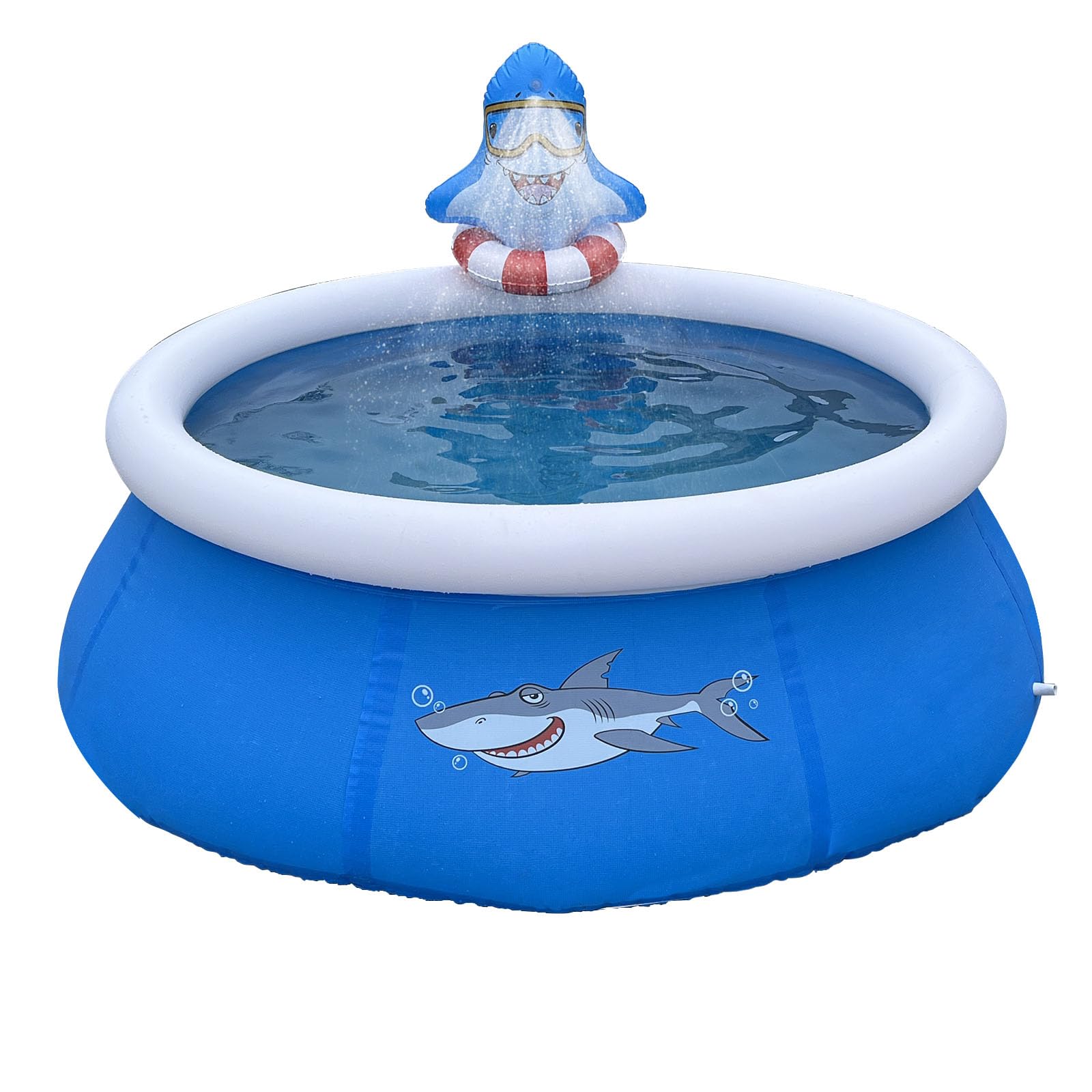 Photo 1 of DIMAR GARDEN 8ft x 30in Inflatable Swimming Spray Pool, Outdoor Round Air Top Ring Shark Pools