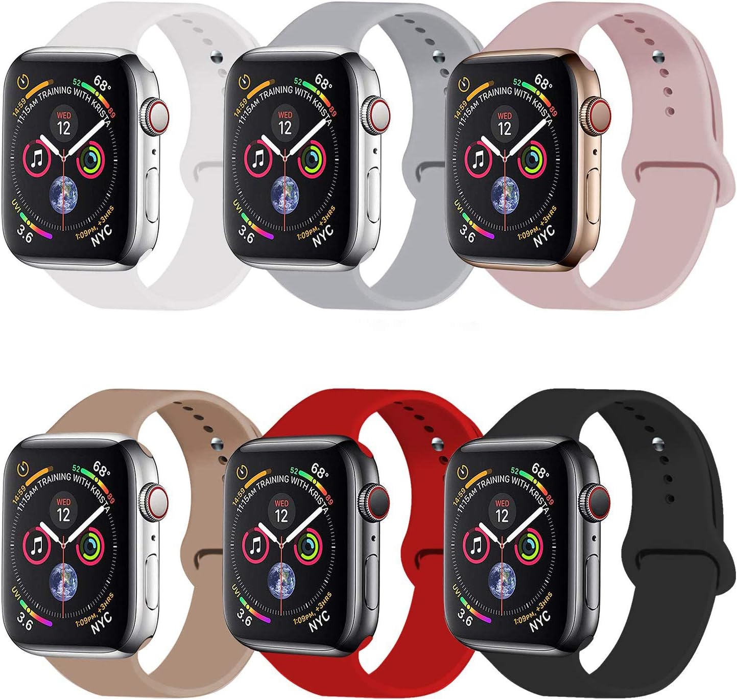 VATI Sport Band Compatible for Apple Watch Band 38mm 40mm 42mm 44mm, Soft Silicone Sport Strap Replacement Bands Compatible with 2019 Apple Watch Series 5, iWatch 4/3/2/1, Sport, Nike+, Edition