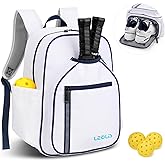 Pickleball Backpack, 30L Pickleball Bag Waterproof Large 3-Racket Tennis Sports Bag with Shoe Compartment & Insulated Pocket, Paddle Holder, Premium Sturdy Durable Bag for Men & Women (White)