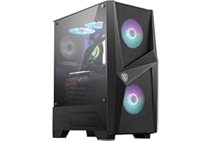 MSI MAG Forge 100R Mid Tower Gaming Computer Case 'Black, 2X 120 mm ARGB PWM Fan, 1x 120 mm Fan, 1-6 ARGB Hub, Mystic Light Sync, Tempered Glass Panel, ATX, mATX, Mini-ITX'