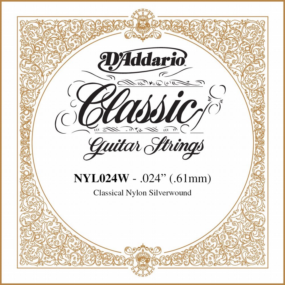 D'Addario .024 Silver Plated Copper Single String for Classical Guitar
