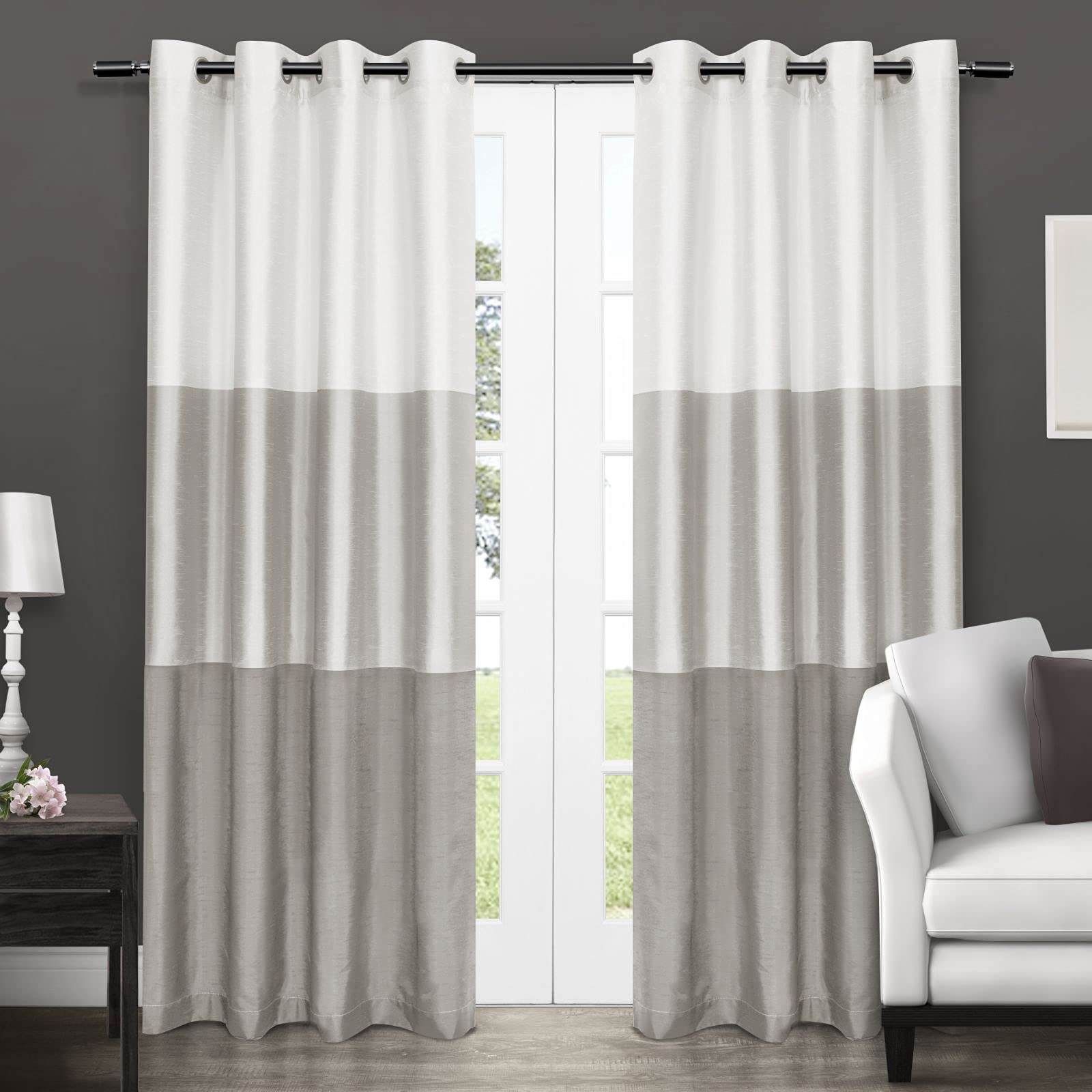 Exclusive Home Curtains Chateau Grommet Top Panel Pair, Dove Grey, 54x84, 2 Piece