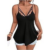 SOLY HUX Women's Plus Size Tops Sexy Lace Going Out Cami Tops Cut Out Spaghetti Strap Summer Camisole