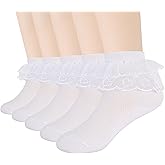 Meeshine Baby Girls Ruffle Lace Socks Toddler Frilly Summer Thin Mesh Ankle Cotton Dress Socks for Kids 1-8T